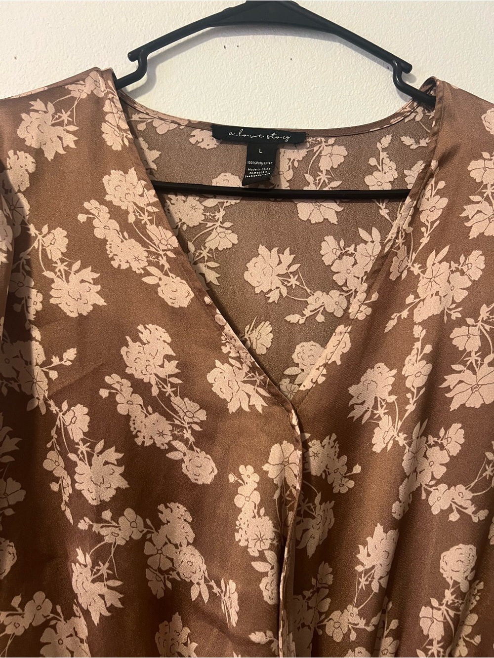 Floral Peplum Blouse - Brown Floral - Picture 2 of 3
